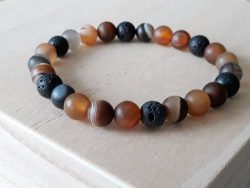 Armband voor mannen – agaat bruin streep