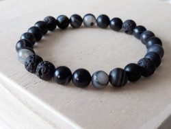 Armband voor mannen - agaat zwart streep