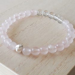 Rozenkwarts en Bergkristal armband