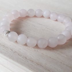 Rozenkwarts armband met sterling zilver