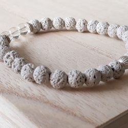 Bergkristal armband met lavasteen en zilver