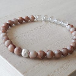 Calciet mangaan en Bergkristal armband