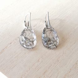 Oorbellen 925 zilver met kristallen model whiteblack