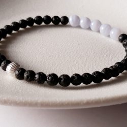 Armband blauwe Chalcedoon lavasteen