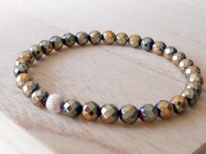 Hematiet armband goudkleurig