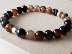 Armband bruine agaat - zilver - mannen - unisex