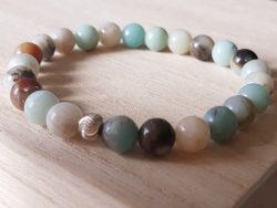 Armband Amazoniet - 8 mm - zilver